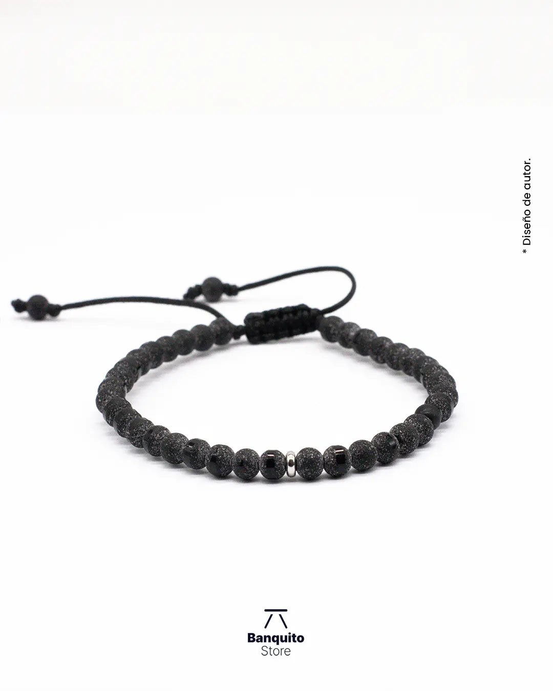 Pulsera Ónix 4mm Hombre – Acabado Rústico y Brillante