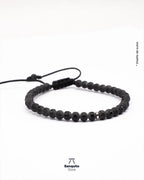 Pulsera Ónix 4mm Hombre – Acabado Rústico y Brillante