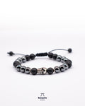 Pulsera de Ónix Matte y Hematita 8 mm con Calavera