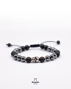 Pulsera de Ónix Matte y Hematita 8 mm con Calavera