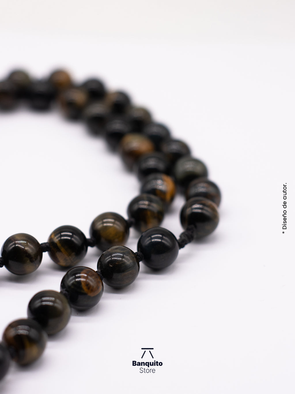 Collar de Ojo de Tigre Negro Natural – Hecho a Mano en Chile