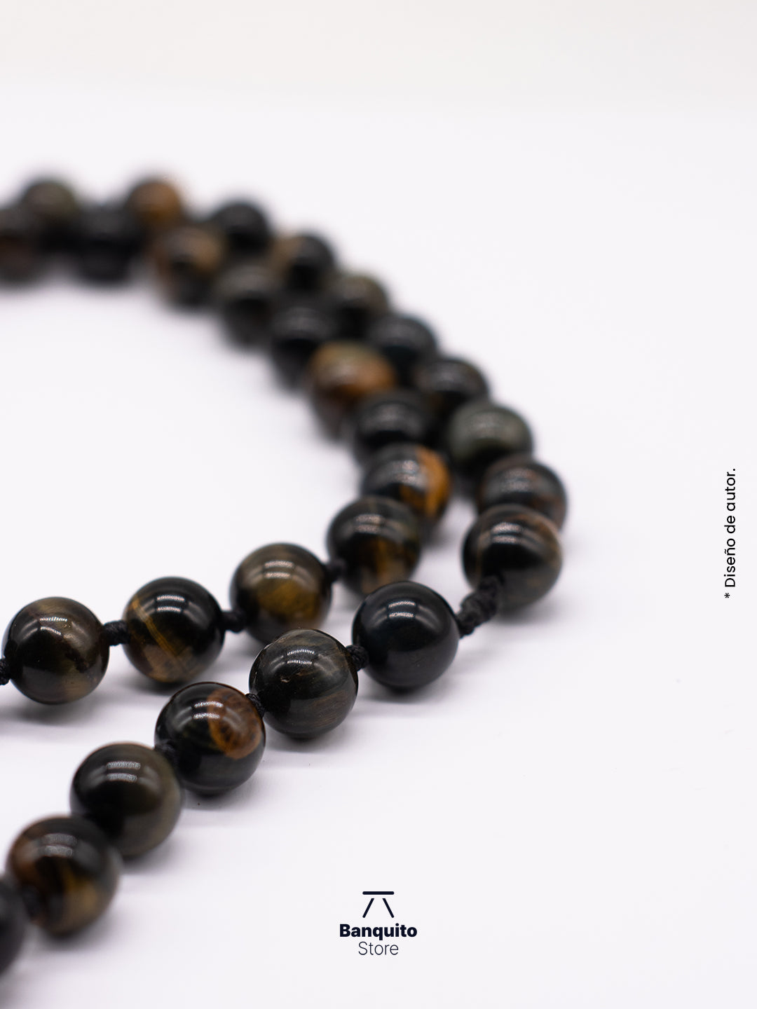 Collar de Ojo de Tigre Negro Natural – Hecho a Mano en Chile