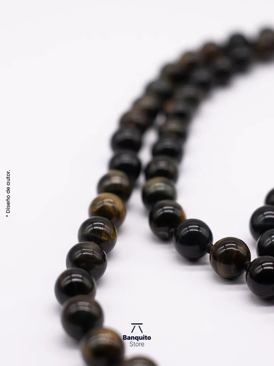 Collar de Ojo de Tigre Negro Natural – Hecho a Mano en Chile