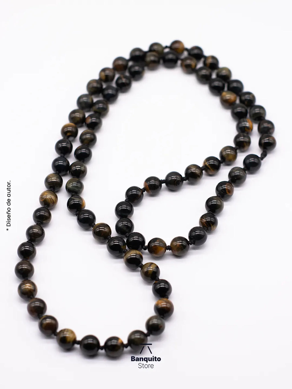 Collar de Ojo de Tigre Negro Natural – Hecho a Mano en Chile