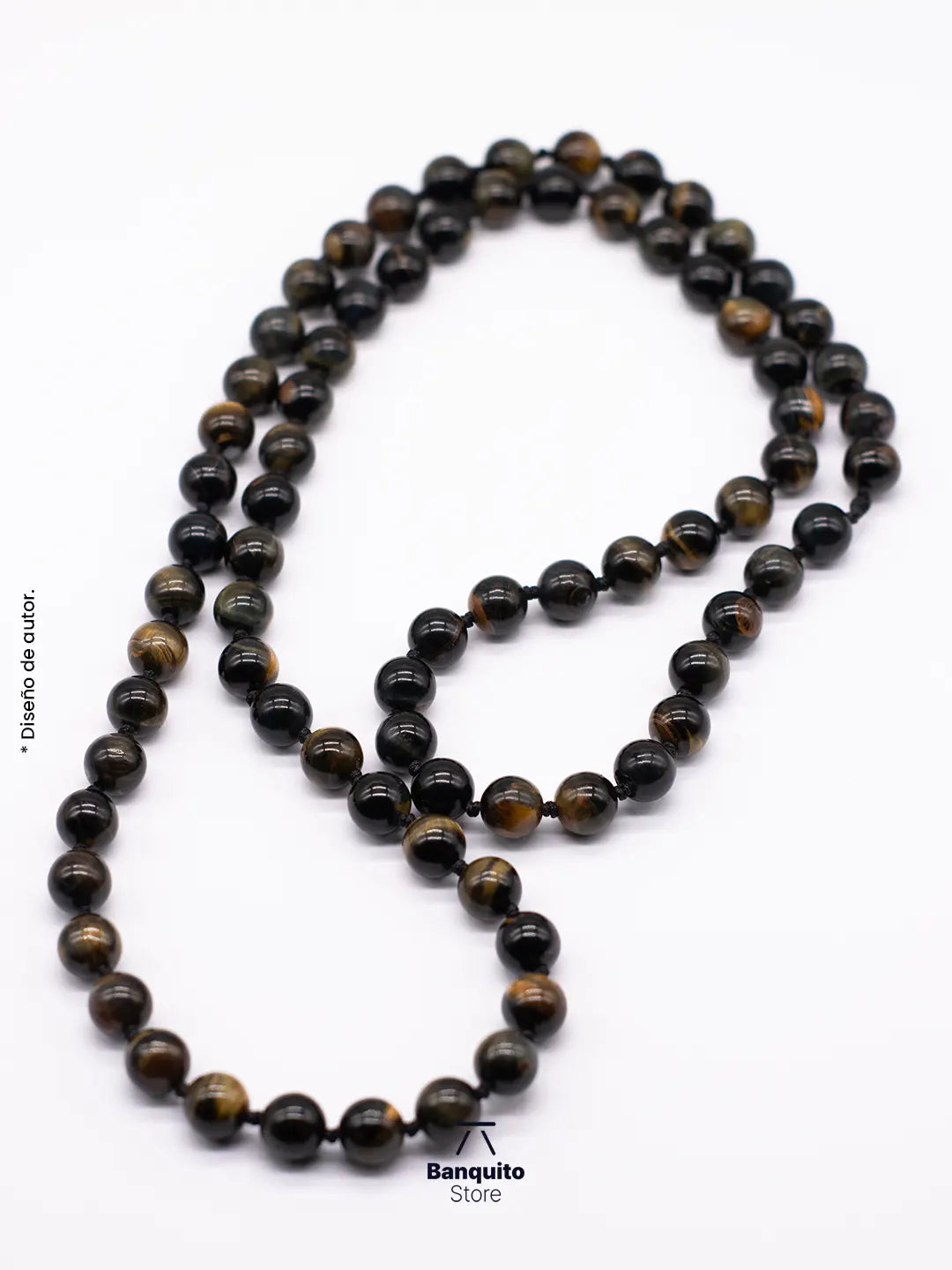 Collar de Ojo de Tigre Negro Natural – Hecho a Mano en Chile