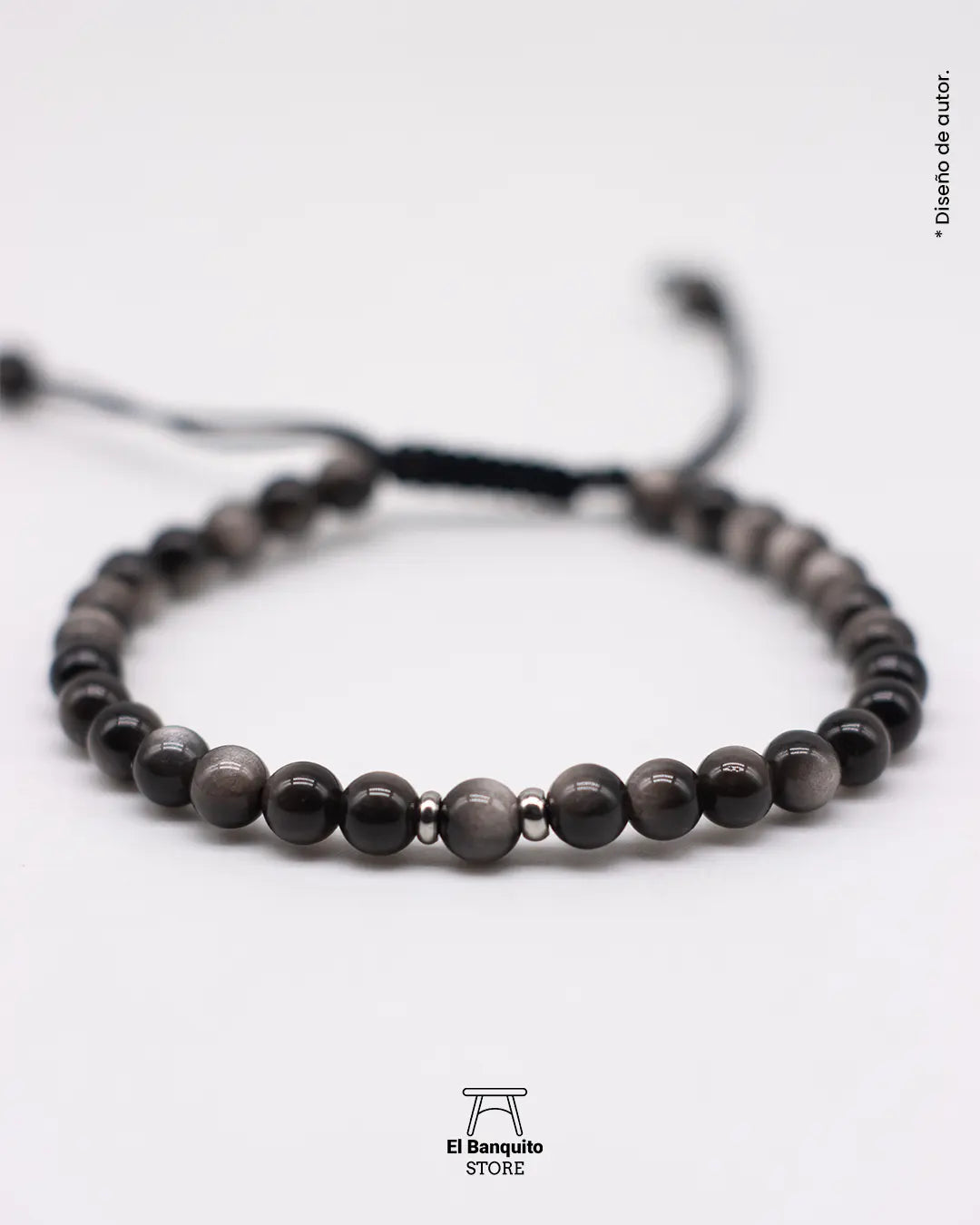 Pulsera Obsidiana Plateada