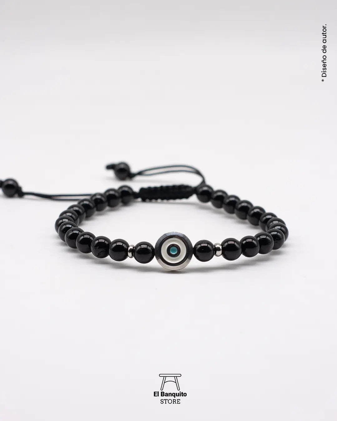 Pulsera Turmalina Negra con ojo turco