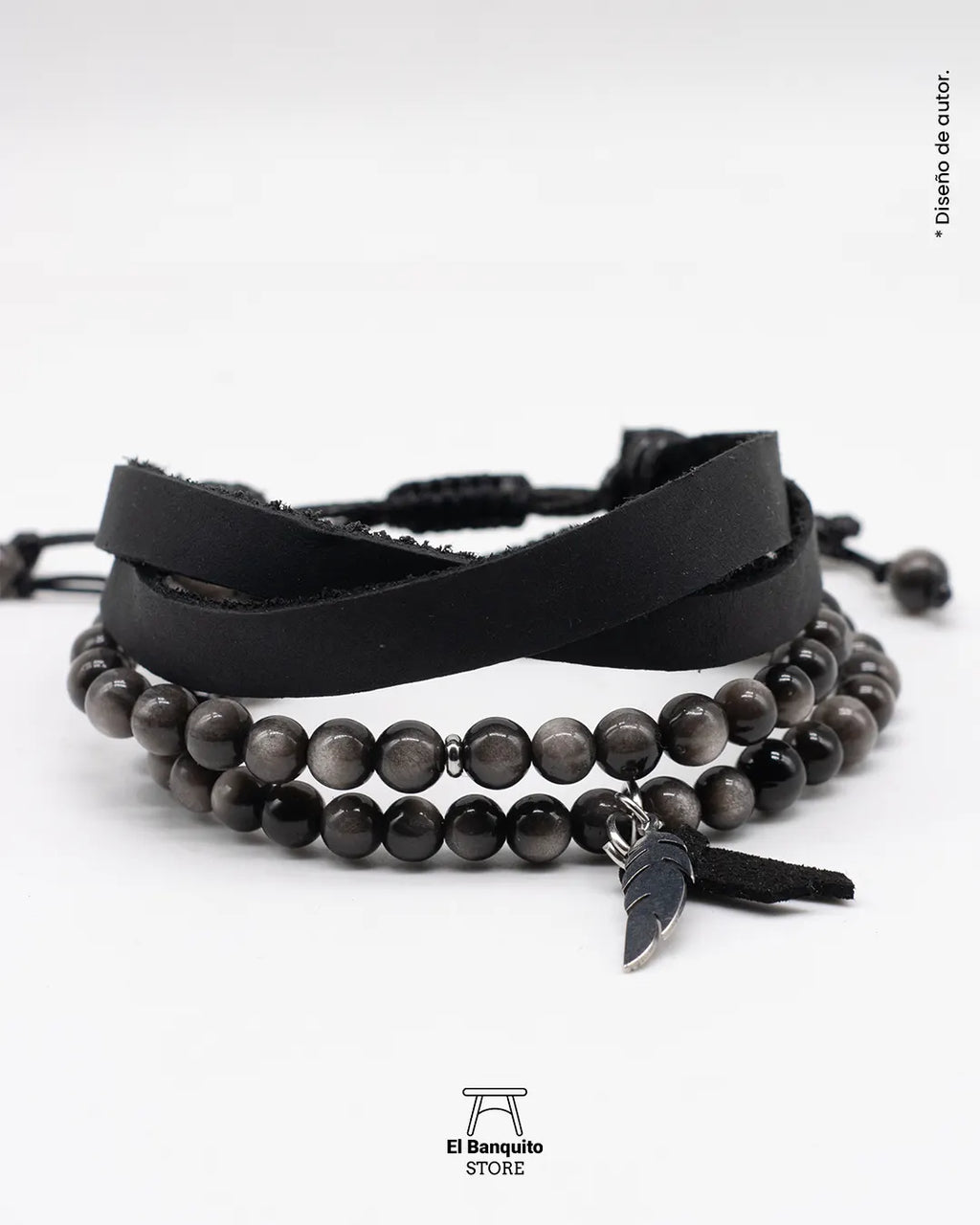 Pulsera Obsidiana Plateada