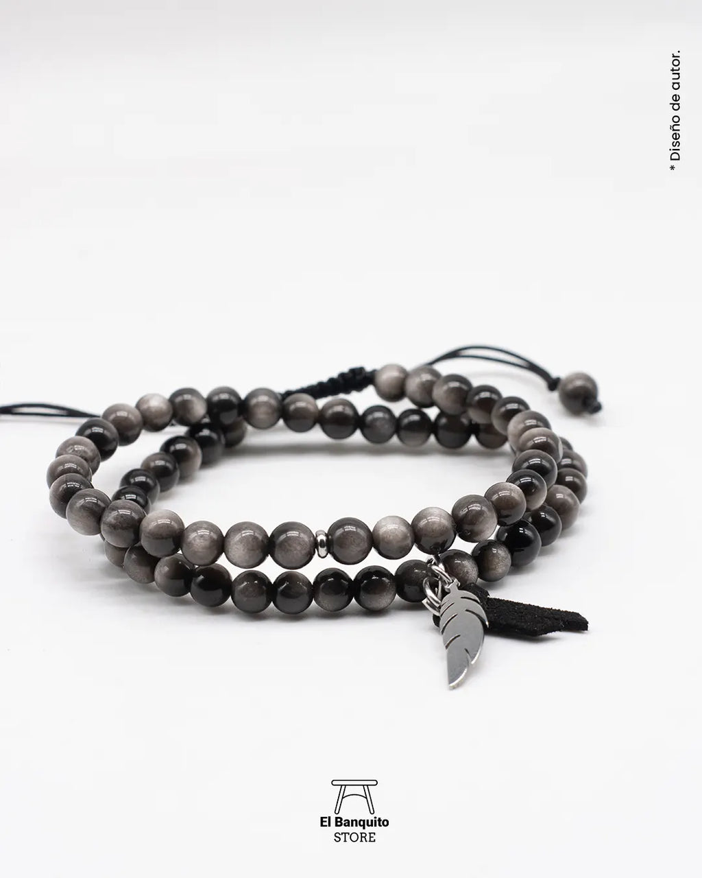 Pulsera Obsidiana Plateada