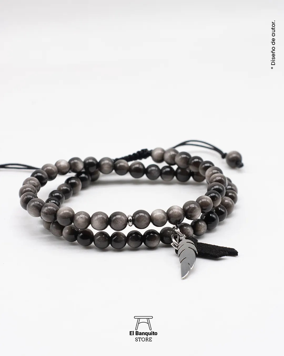 Pulsera Obsidiana Plateada