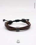 Pulsera de Cuero con Argolla Plateada Envejecida