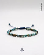 Pulsera de Turquesa Tibetana Natural con pulsera de cuero plano
