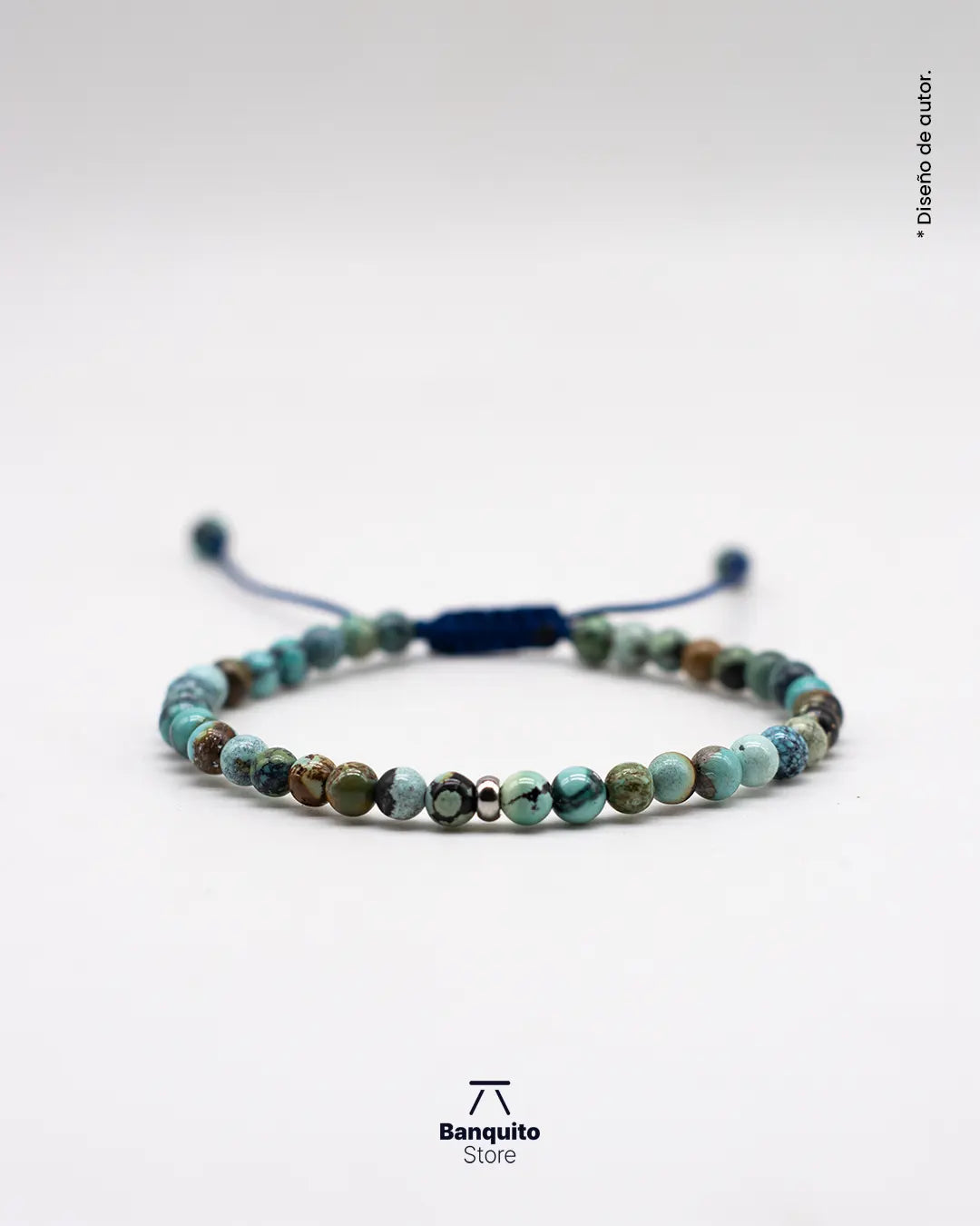 Pulsera de Turquesa Tibetana Natural con pulsera de cuero plano
