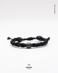 Pulsera de Cuero Trenzado con Detalle en Acero Matte Oscuro – Hecha a Mano