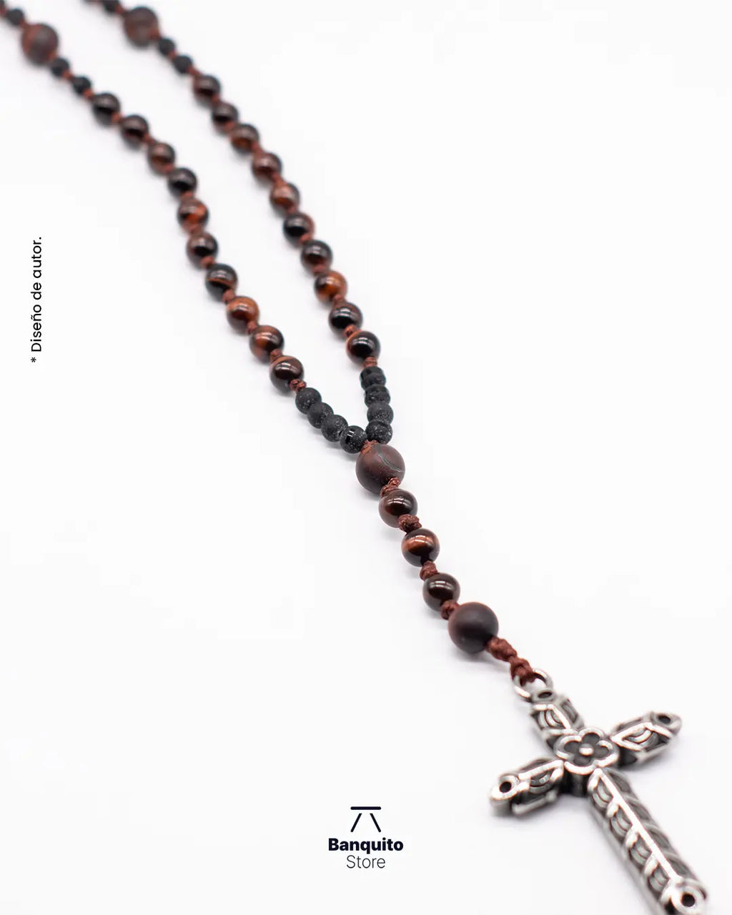 Collar Rosario de Ojo de Buey Matte y Brillante para Hombre