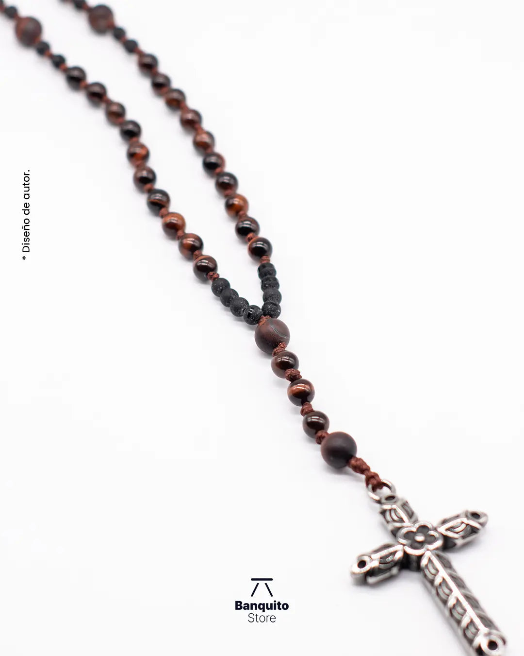 Collar Rosario de Ojo de Buey Matte y Brillante para Hombre