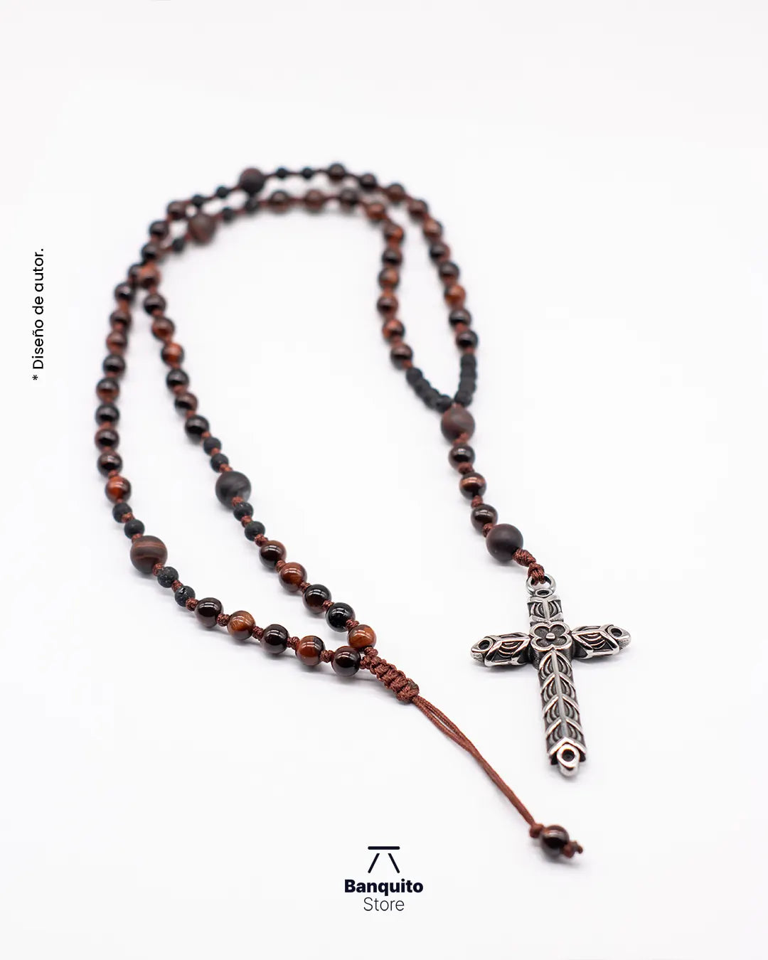 Collar Rosario de Ojo de Buey Matte y Brillante para Hombre