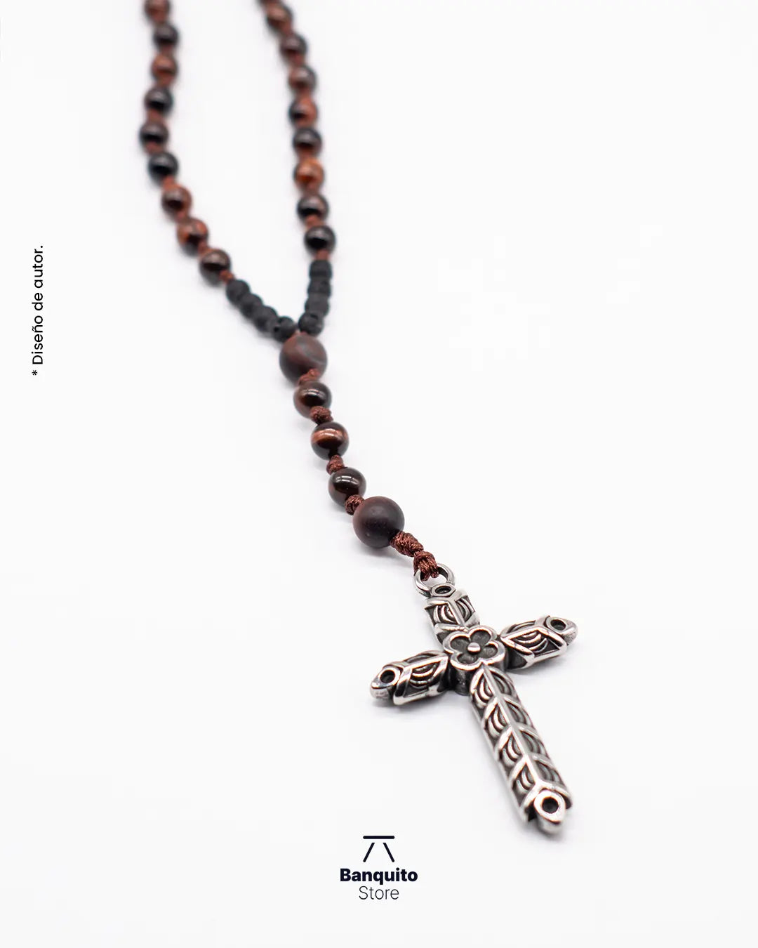 Collar Rosario de Ojo de Buey Matte y Brillante para Hombre