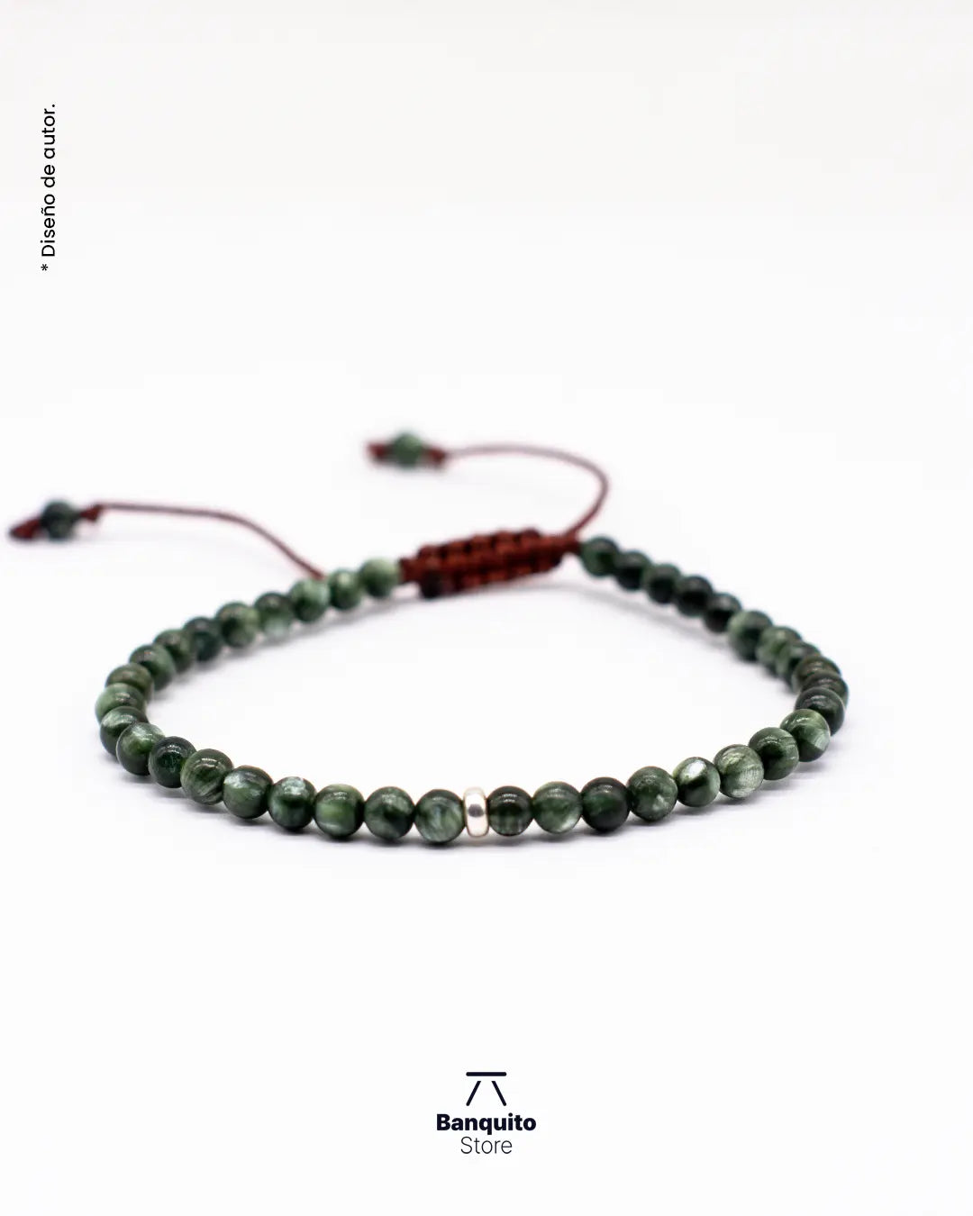 Pulsera de Serafinita Natural con Plata 950 para Hombre