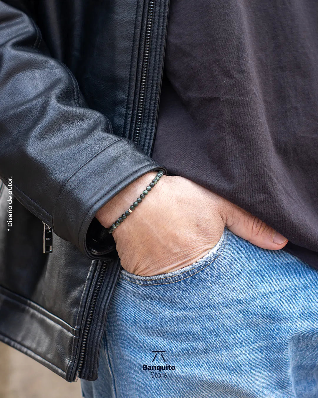 Pulsera de Serafinita Natural con Plata 950 para Hombre