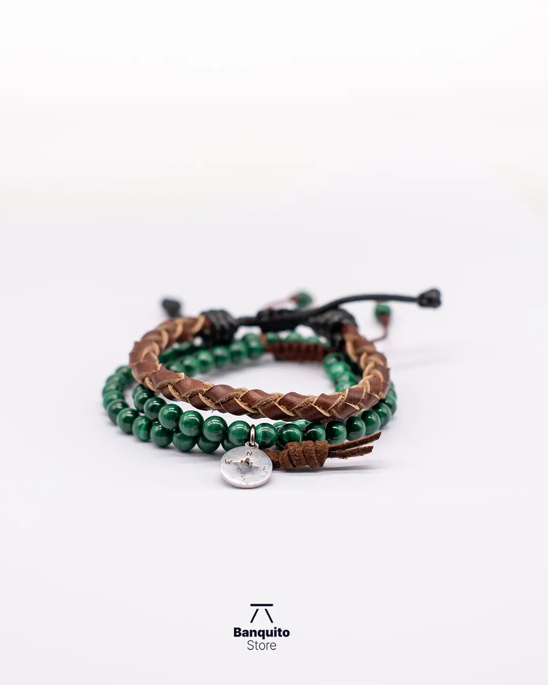Pulsera Malaquita Natural del Congo Doble para Hombre