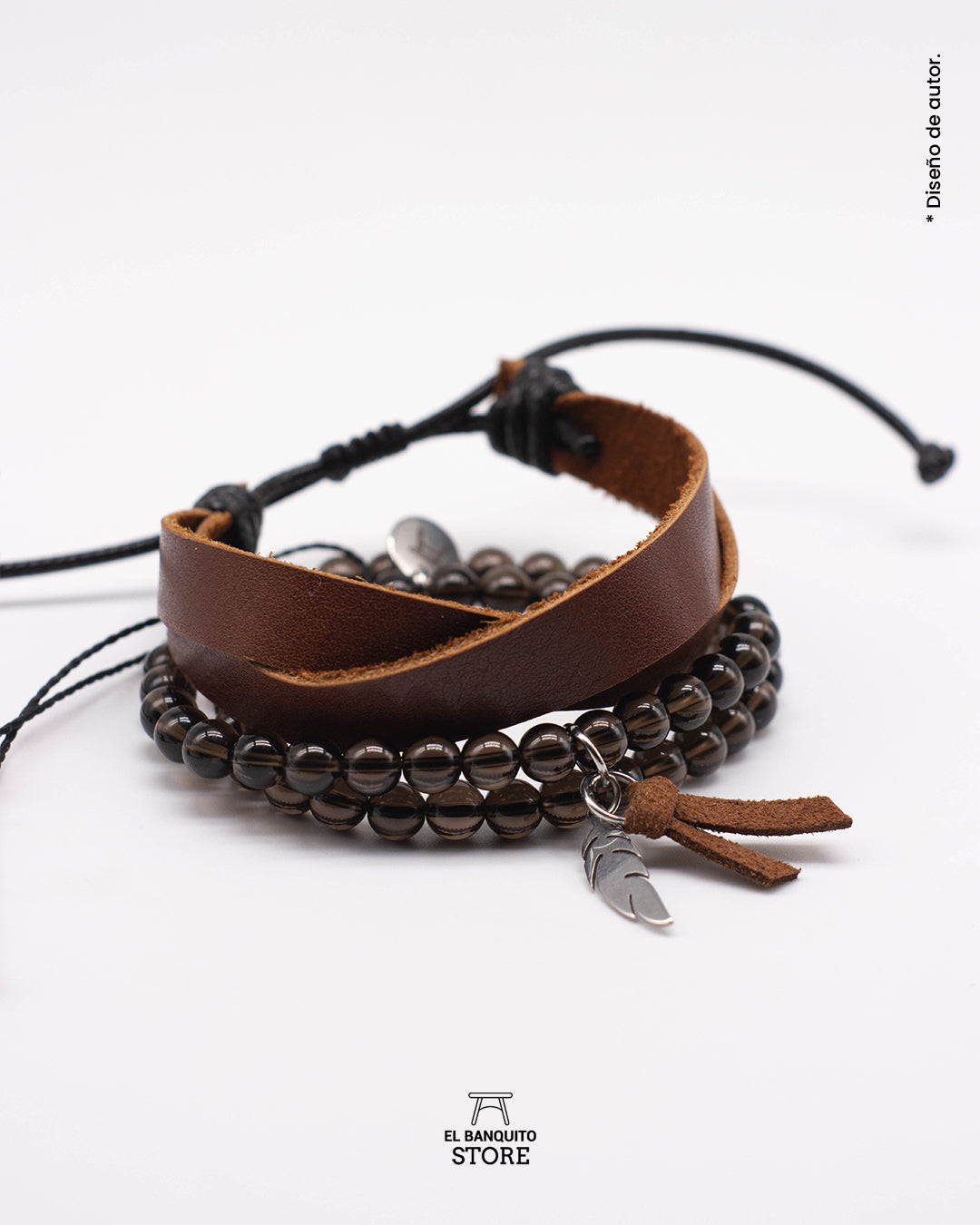 Set Pulseras Cuarzo Ahumado