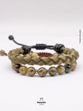 Pulsera Granate Verde y Cuero Hombre Chile