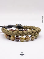 Pulsera Granate Verde y Cuero Hombre Chile