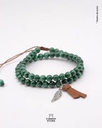 Pulsera con Malaquita Natural con Pluma