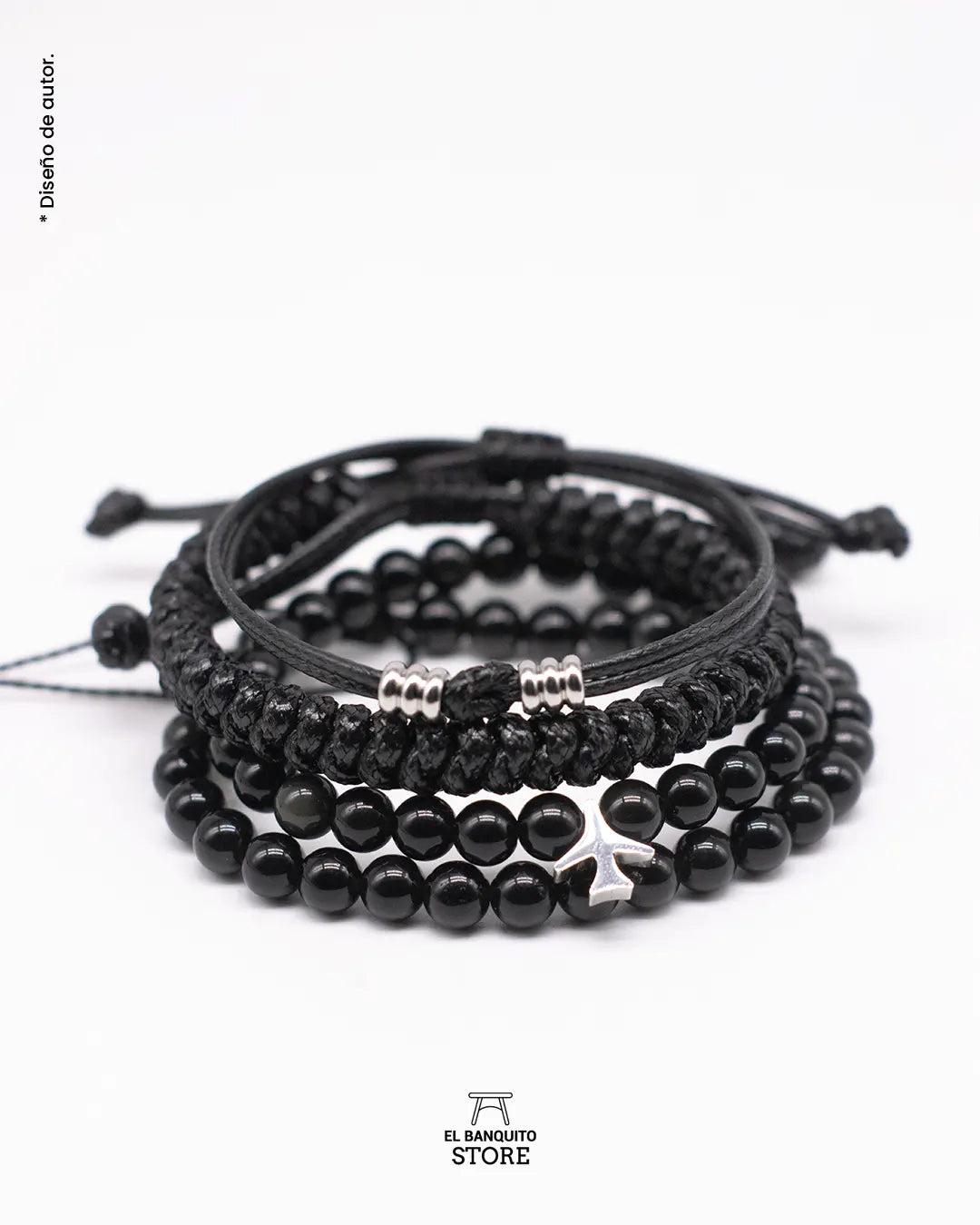 Set de Pulseras Con Obsidiana