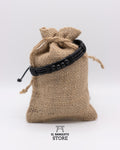 Pulsera de Cuero Negro con Piedra Onix
