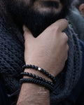 Set de pulsera onix con pulsera de cordón negro de nudo tibetano