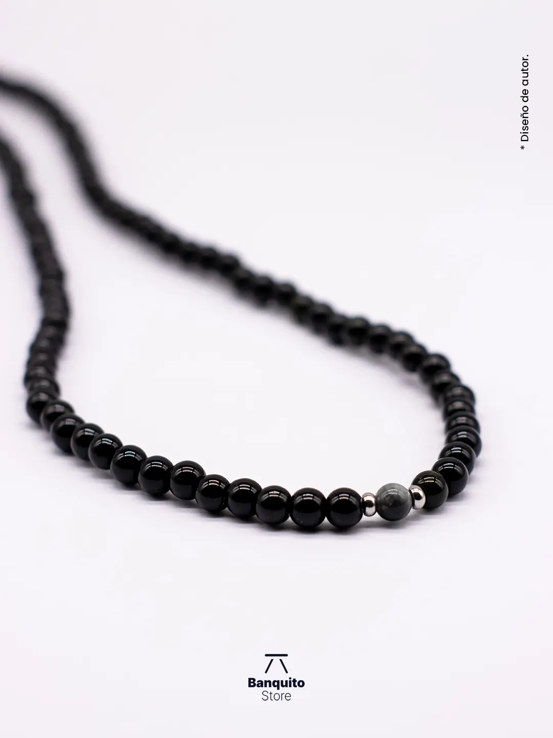 Collar Ónix y Ojo de Halcón Gris Hombre – Piedra Natural - Imagen 2