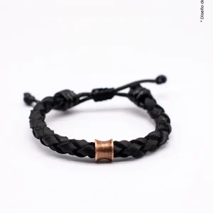 Pulsera de Cuero Negro Natural Trenzado