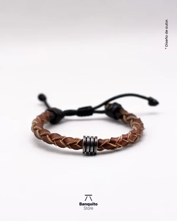 Pulsera de Cuero Trenzado Café