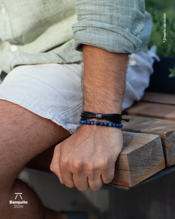 Pulsera Cuero negra - Imagen 4