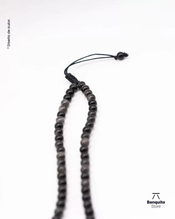 Collar masculino de obsidiana y granate | Hecho a mano en Chile - Imagen 3