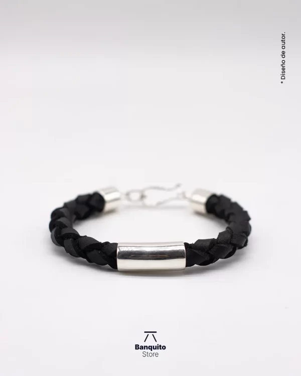 Pulsera de Cuero Genuino y Plata 950