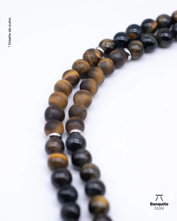 Japa Mala de Ojo de Halcón y Ojo de Tigre Matte | Hecho a Mano - Imagen 4
