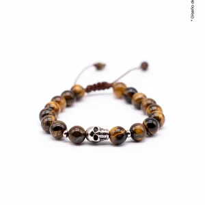Pulsera Ojo de Tigre con Calavera Hombre