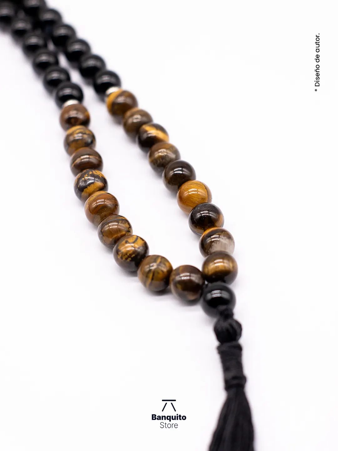 Collar Japa Mala de Ojo de Tigre y Ónix | Piedras Naturales - Imagen 4