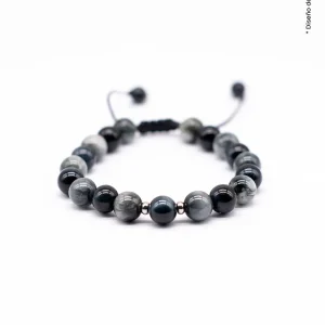 Pulsera Ojo de Halcón Gris y Azul 8mm