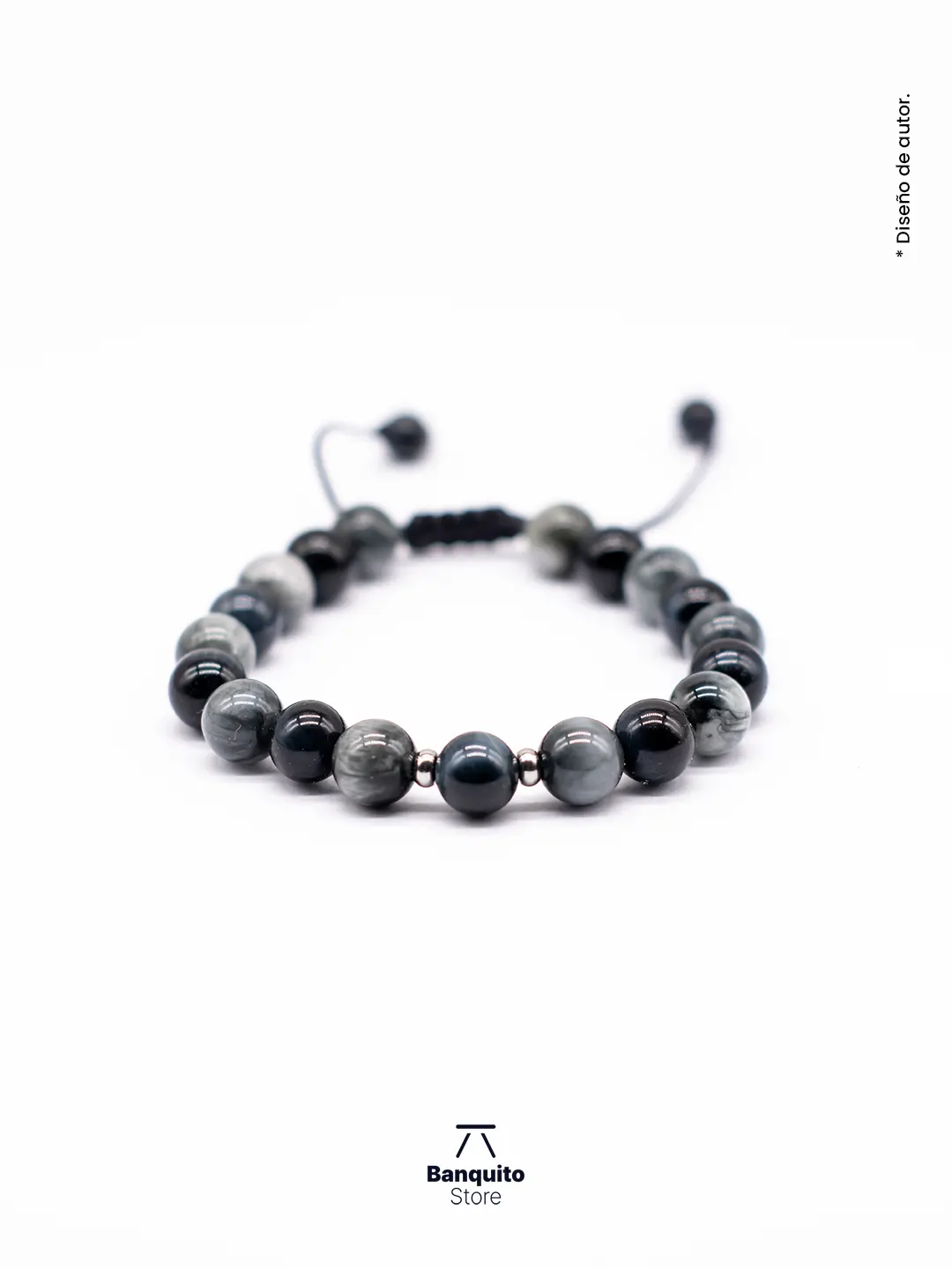 Pulsera Ojo de Halcón Gris y Azul 8mm