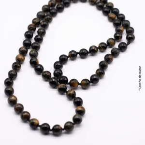Collar de Ojo de Tigre Negro Natural – Hecho a Mano en Chile