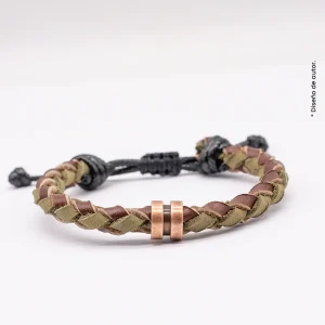 Pulsera de Cuero Bi Tono Café y Verde