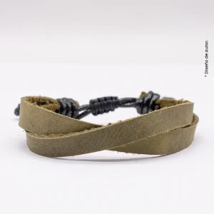 Pulsera de Cuero Verde para Hombre